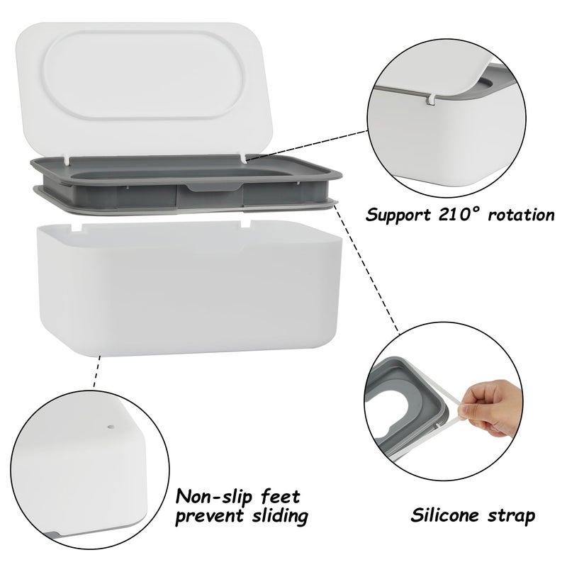 Seposeve Wipes Dispenser, Wipe Holder for Baby & Adult, Refillable Baby Wipe Container, Keeps Wipes Clean. Non-Slip, Easy Pull Wipes Pouch Case, Grey - Image 3